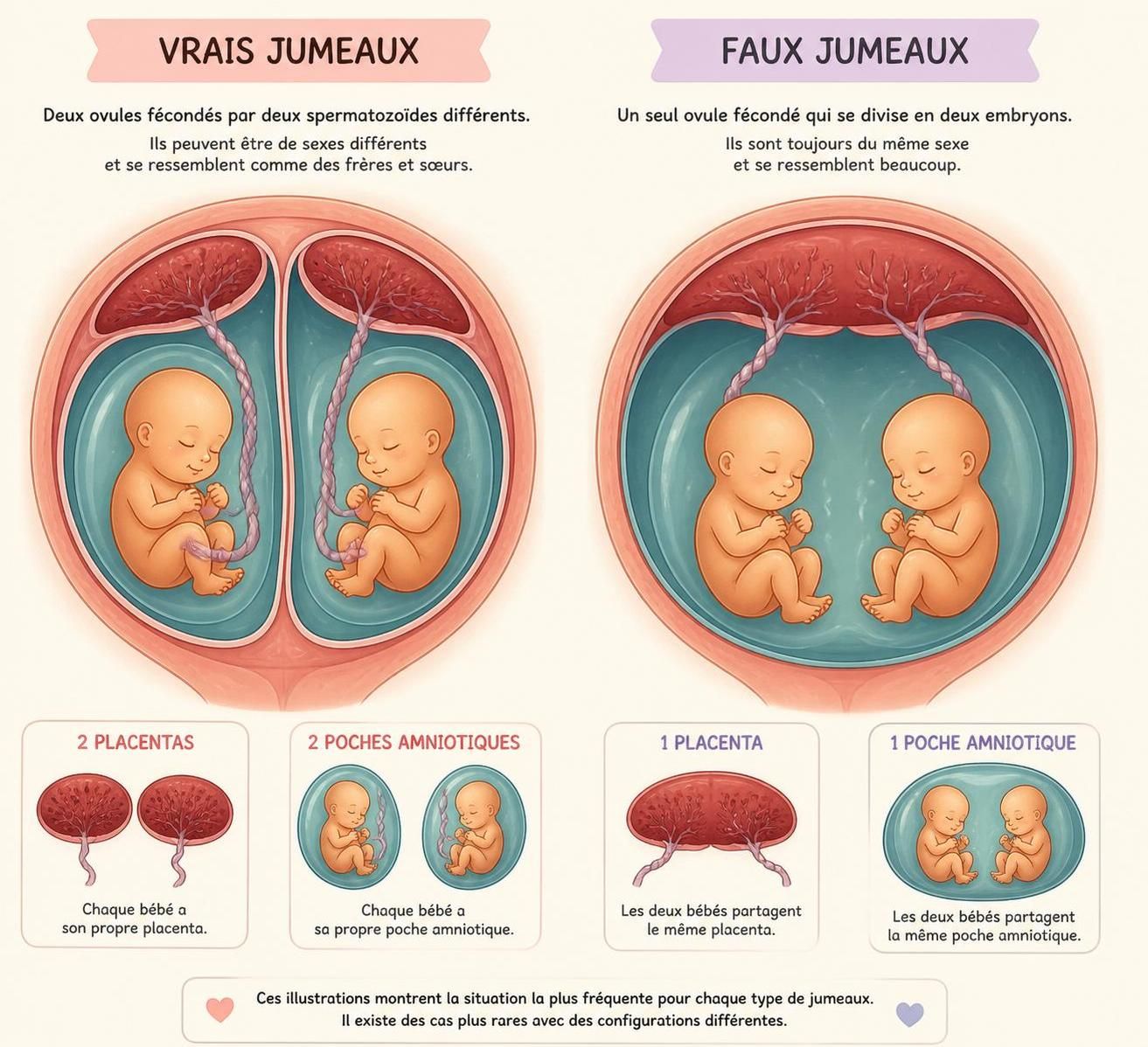 découvrez les différences entre faux jumeaux et vrais jumeaux, leur formation et les caractéristiques qui les distinguent.