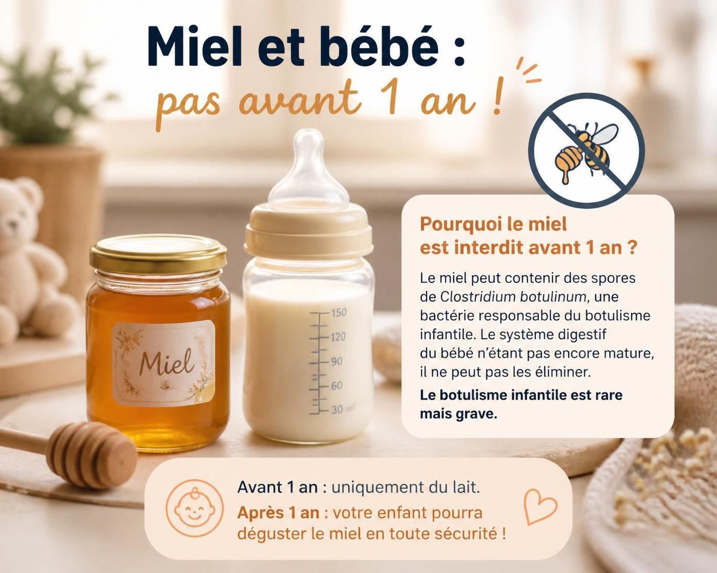 découvrez pourquoi le miel est déconseillé aux bébés de moins d'un an, les risques associés et les recommandations pour protéger la santé de votre enfant.