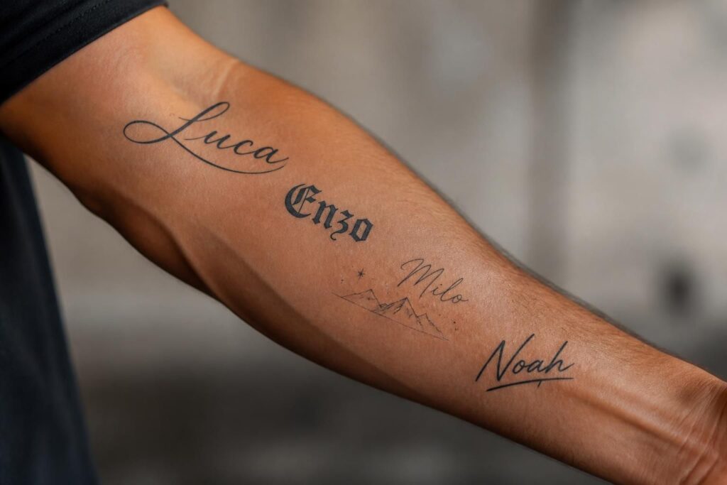 découvrez quels styles de tatouage prénom sur l'avant-bras pour homme mettent en valeur la personnalité et le caractère unique.